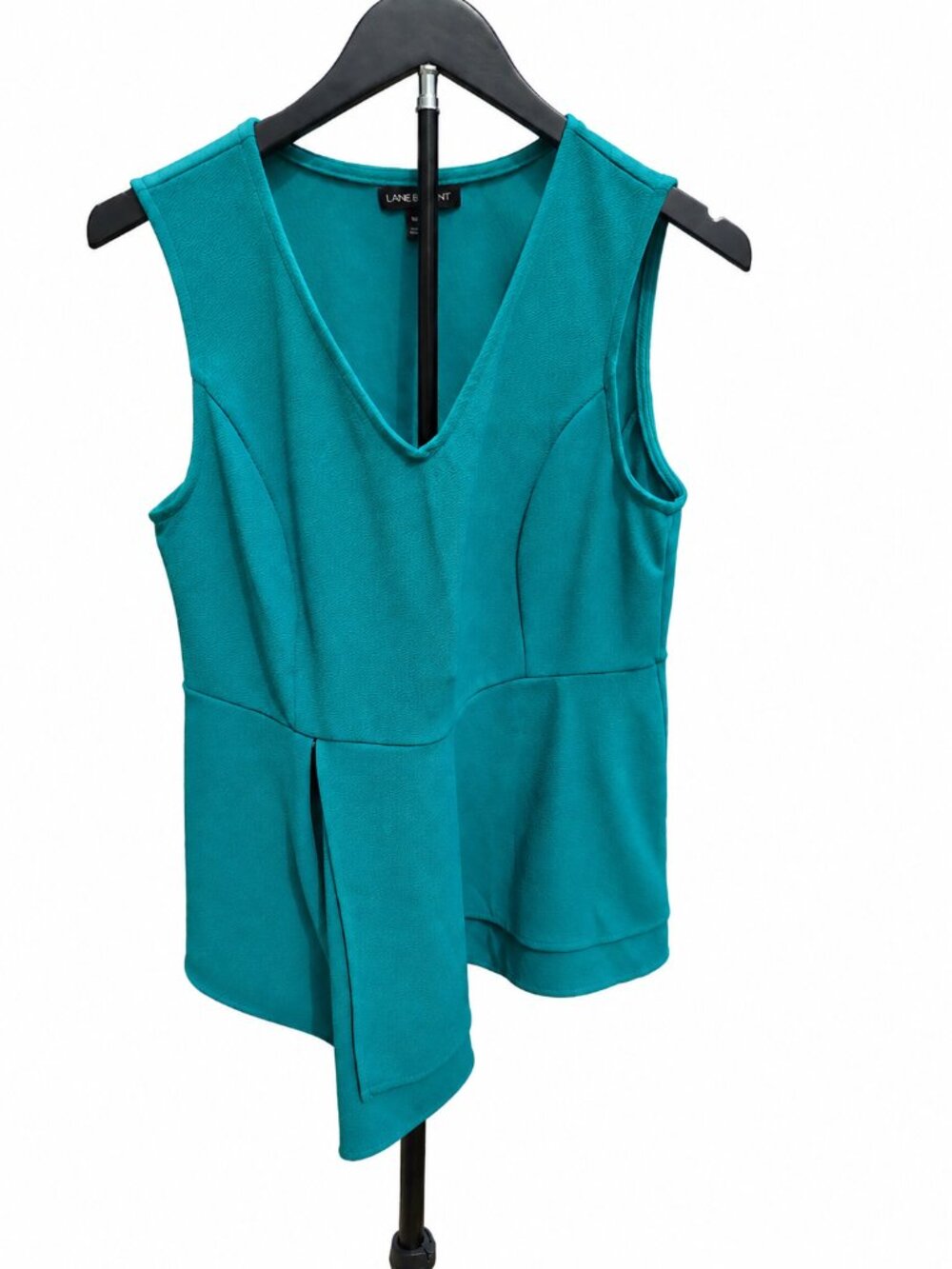 Lane Bryant Teal Peplum Tank Top 14/16 V Neck Career Office Plus Size - Picture 2 of 7